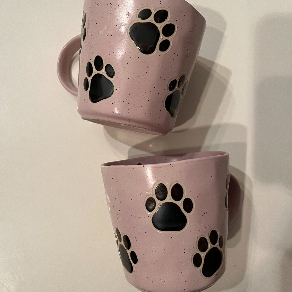 Mugs with Dog Paw Prints (set of 2 / new /‎ mugs/x)
